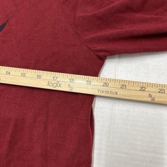 Nautica Sweater Mens M 1/4 Zip Burgundy Pullover Mock Neck Classic Preppy Casual - Picture 4 of 8